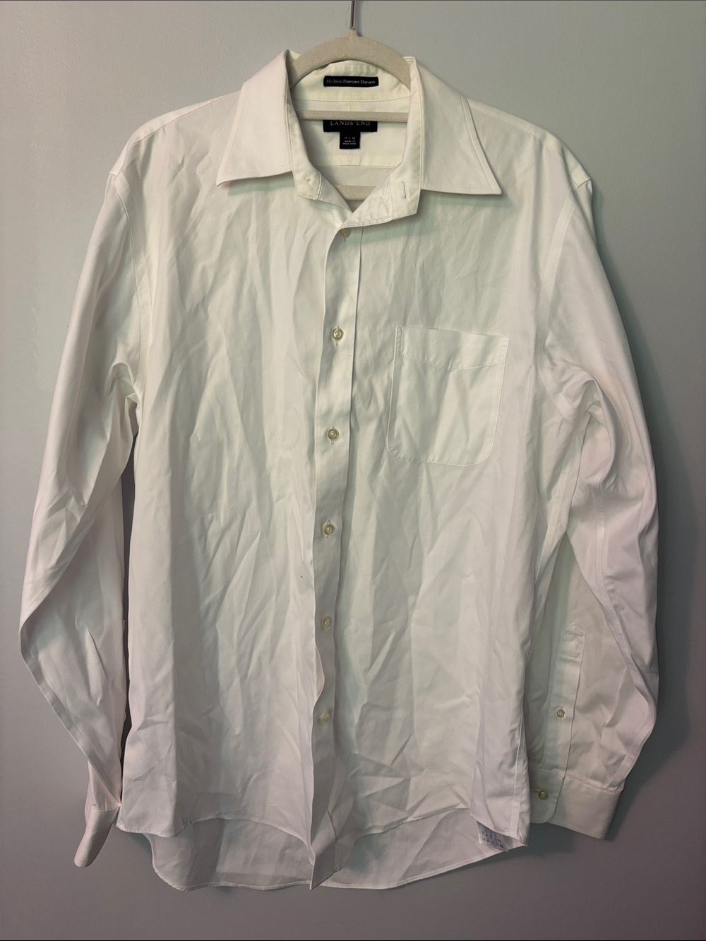 Lands' End White No-Iron Oxford Shirt
